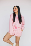 The Ava Airy Crewneck War Eagle Woven Label | Light Pink