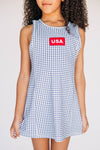 The Grace Gingham Dress USA Woven Label | Youth Navy Gingham