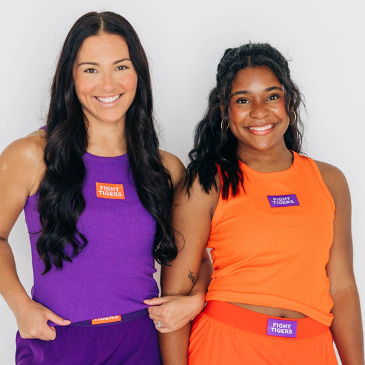 The Alli Ribbed Tank Fight Tigers Woven Label | Orange