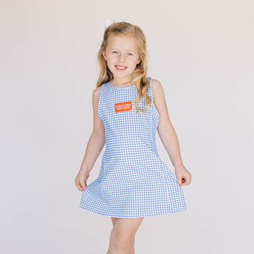 The Grace Gingham Dress Fighting Gators Woven Label | Youth Royal Gingham