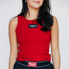 The Alli Ribbed Tank Woo Pig Sooie Woven Label | Crimson