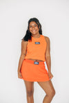 The Alli Ribbed Tank War Eagle Woven Label | Orange