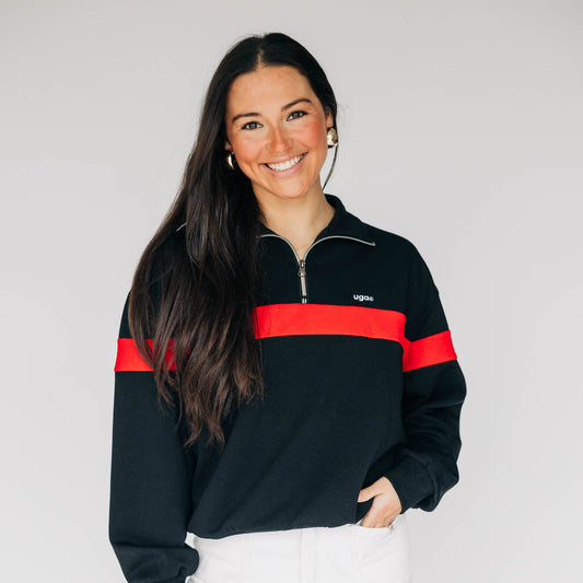 The Heather Half Zip Georgia | Black