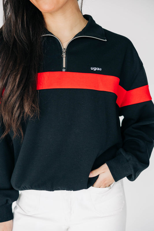 The Heather Half Zip Georgia | Black