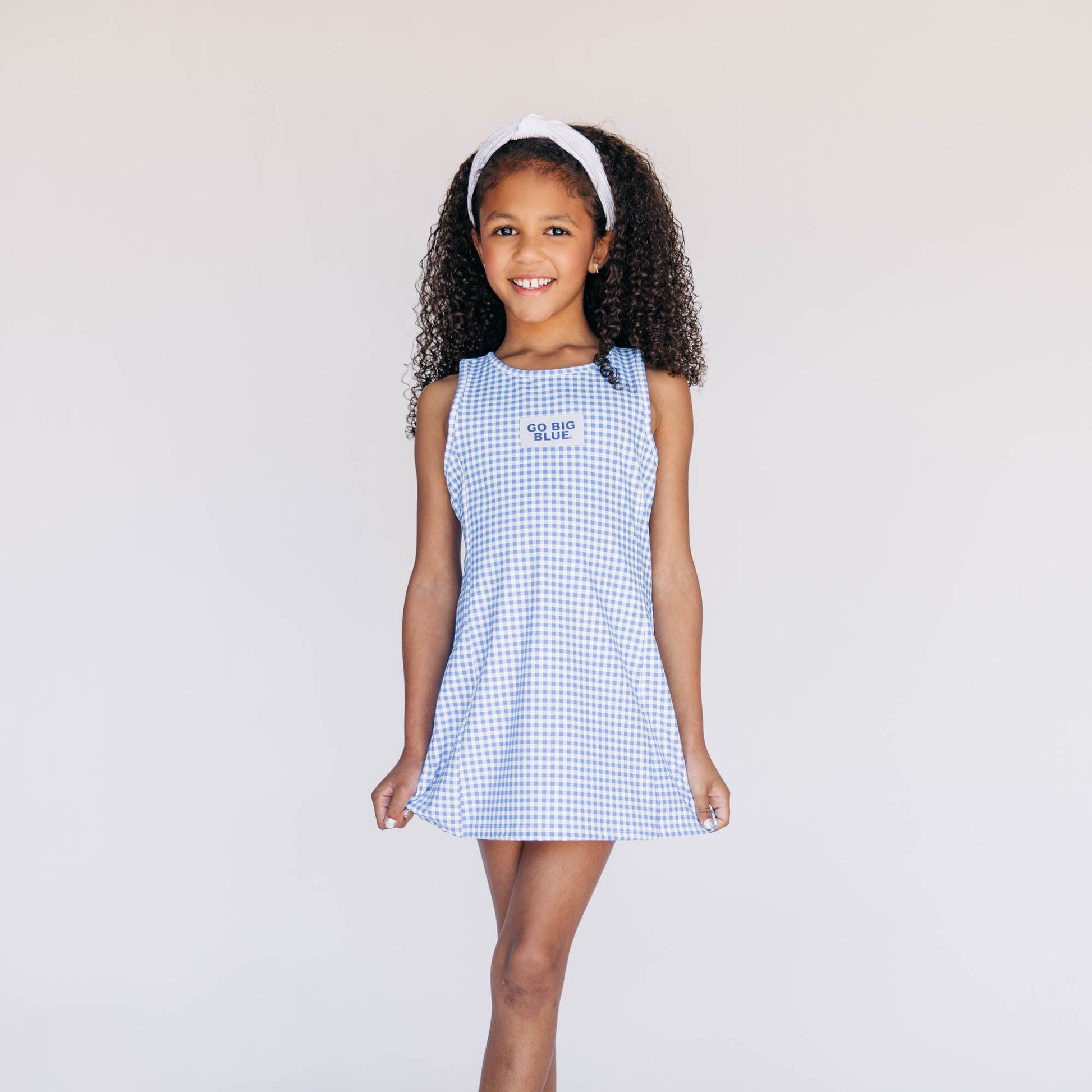 The Grace Gingham Dress Go Big Blue Woven Label