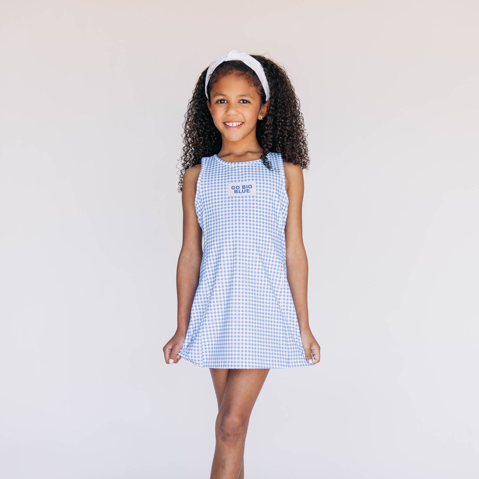 The Grace Gingham Dress Go Big Blue Woven Label