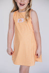 The Grace Gingham Dress Go Vols Woven Label | Youth Bright Orange Gingham
