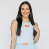 The Alli Ribbed Tank War Eagle Woven Label | Light Blue