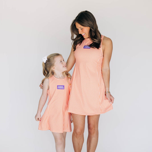 The Grace Gingham Dress Fight Tigers Woven Label | Youth Orange Gingham