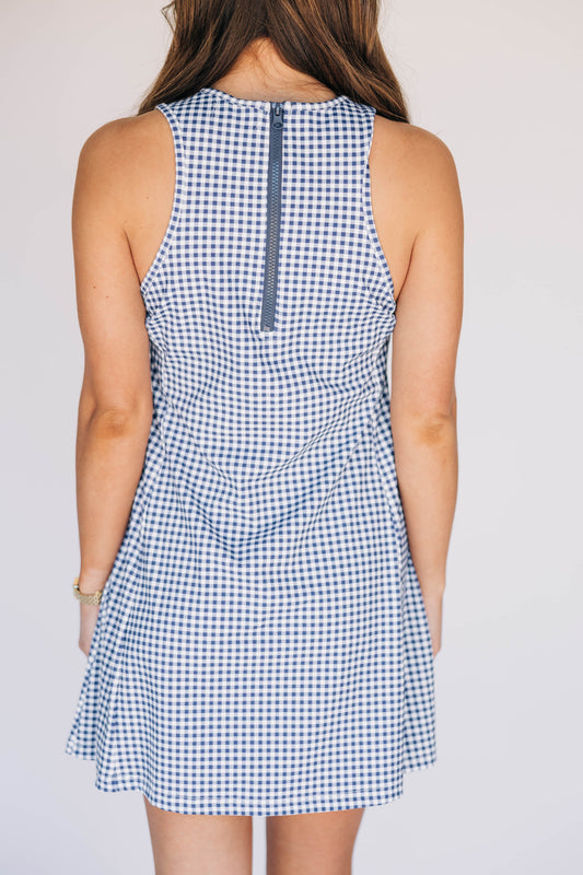 The Grace Gingham Dress USA Woven Label | Navy Gingham