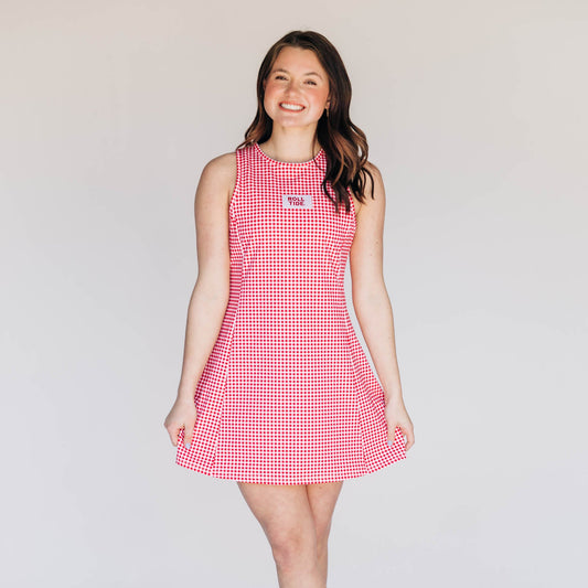 The Grace Gingham Dress Roll Tide Woven Label | Crimson Gingham