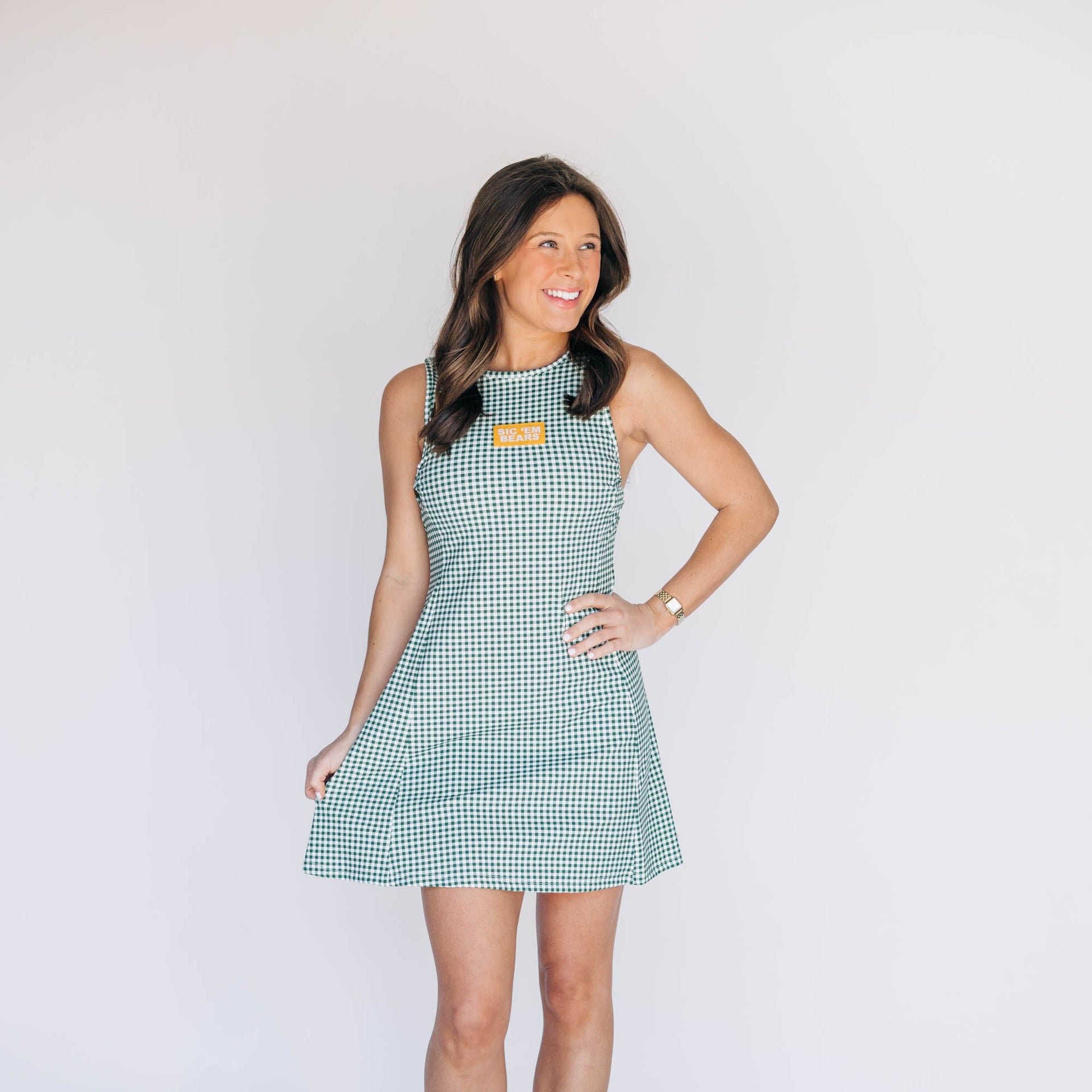 The Grace Gingham Dress Sic 'Em Bears Woven Label