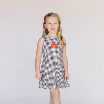 The Grace Gingham Dress Wreck 'Em Tech Woven Label | Youth Black Gingham