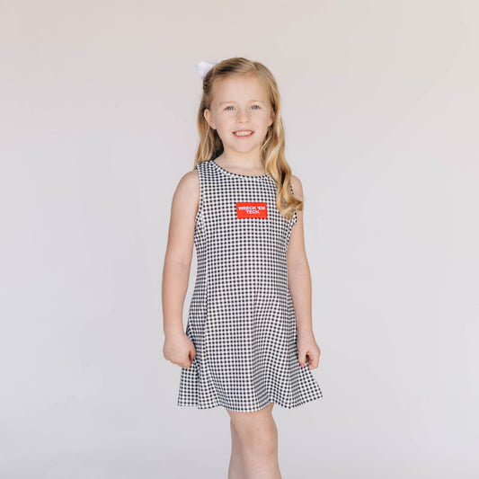 The Grace Gingham Dress Wreck 'Em Tech Woven Label | Youth Black Gingham