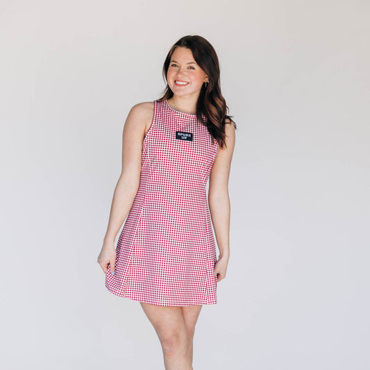 The Grace Gingham Dress Spurs Up Woven Label | Deep Red Gingham