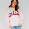 The Mallory Crewneck Arkansas Applique | Light Pink (DEEP RED APPLIQUE)