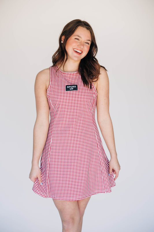 The Grace Gingham Dress Spurs Up Woven Label | Deep Red Gingham