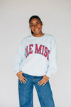 The Mallory Crewneck Ole Miss Applique | Ice Blue