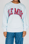 The Mallory Crewneck Ole Miss Applique | Ice Blue