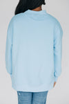 The Madi Classic Mockneck Auburn Applique | Light Blue