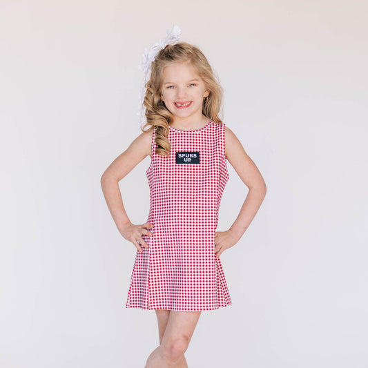 The Grace Gingham Dress Spurs Up Woven Label | Youth Deep Red Gingham