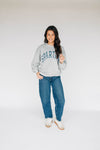 The Mallory Crewneck Spartans Applique | Heather Grey