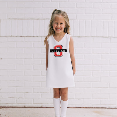 The Opelika | White V-Neck Cheer Dress