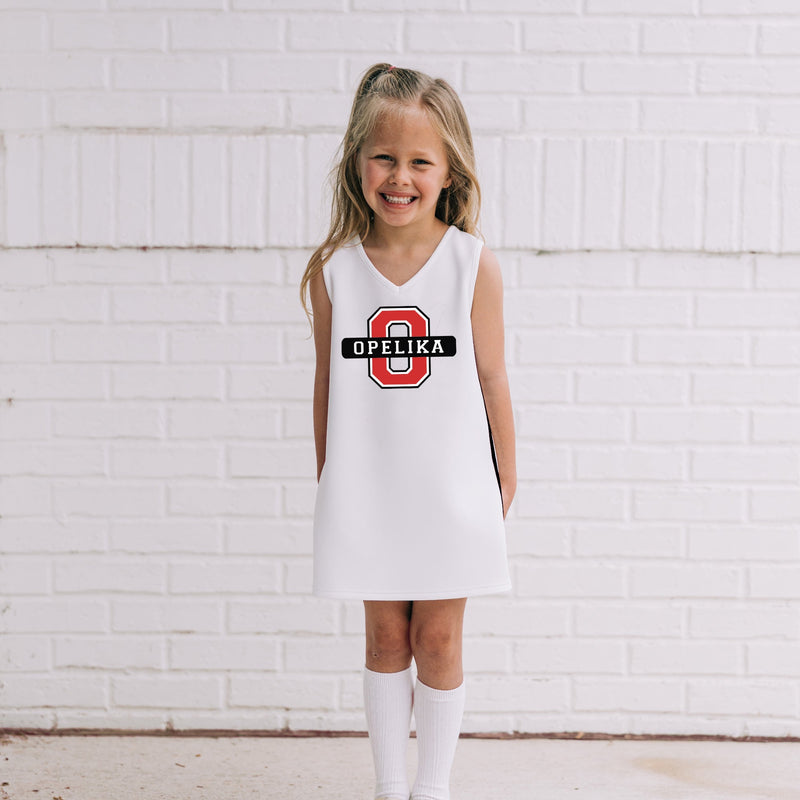 The Opelika | White V-Neck Cheer Dress