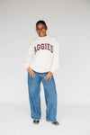 The Madi Classic Mockneck Aggies Applique | Bone