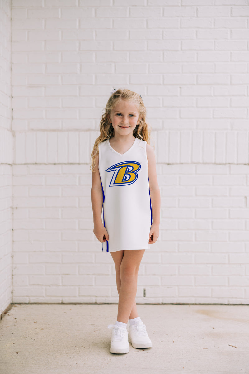 The Beaureguard | White V-Neck Cheer Dress
