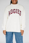 The Madi Classic Mockneck Aggies Applique | Bone