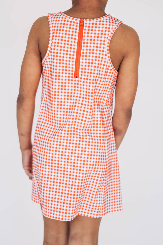 The Grace Gingham Dress Fight Tigers Woven Label | Youth Orange Gingham