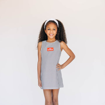 The Grace Gingham Dress Go Dawgs Woven Label | Youth Black Gingham