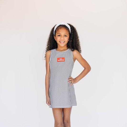 The Grace Gingham Dress Go Dawgs Woven Label | Youth Black Gingham