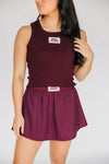 The Alli Ribbed Tank Hail State Woven Label | Deep Maroon