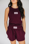 The Alli Airy Tank Gig 'Em Aggies Woven Label | Deep Maroon