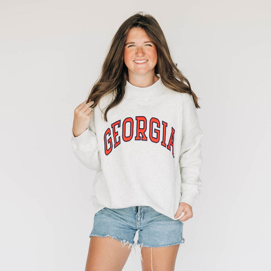 The Madi Classic Mockneck Georgia Applique | Ash