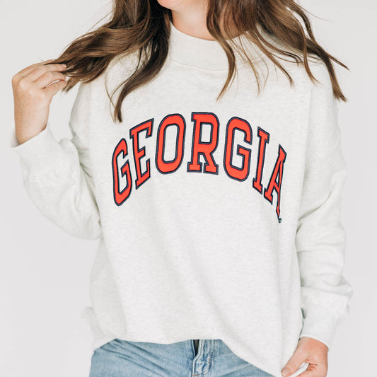 The Madi Classic Mockneck Georgia Applique | Youth Ash