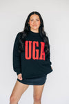 The Madi Varsity Mockneck UGA Applique | Black
