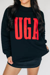 The Madi Varsity Mockneck UGA Applique | Black