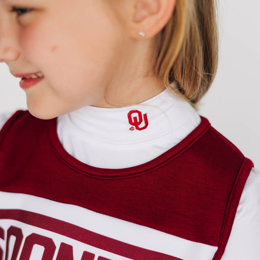 The Bri Embroidered Oklahoma Mockneck | Toddler and Youth White