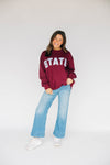 The Mallory Mockneck Mississippi State Gingham | Deep Maroon