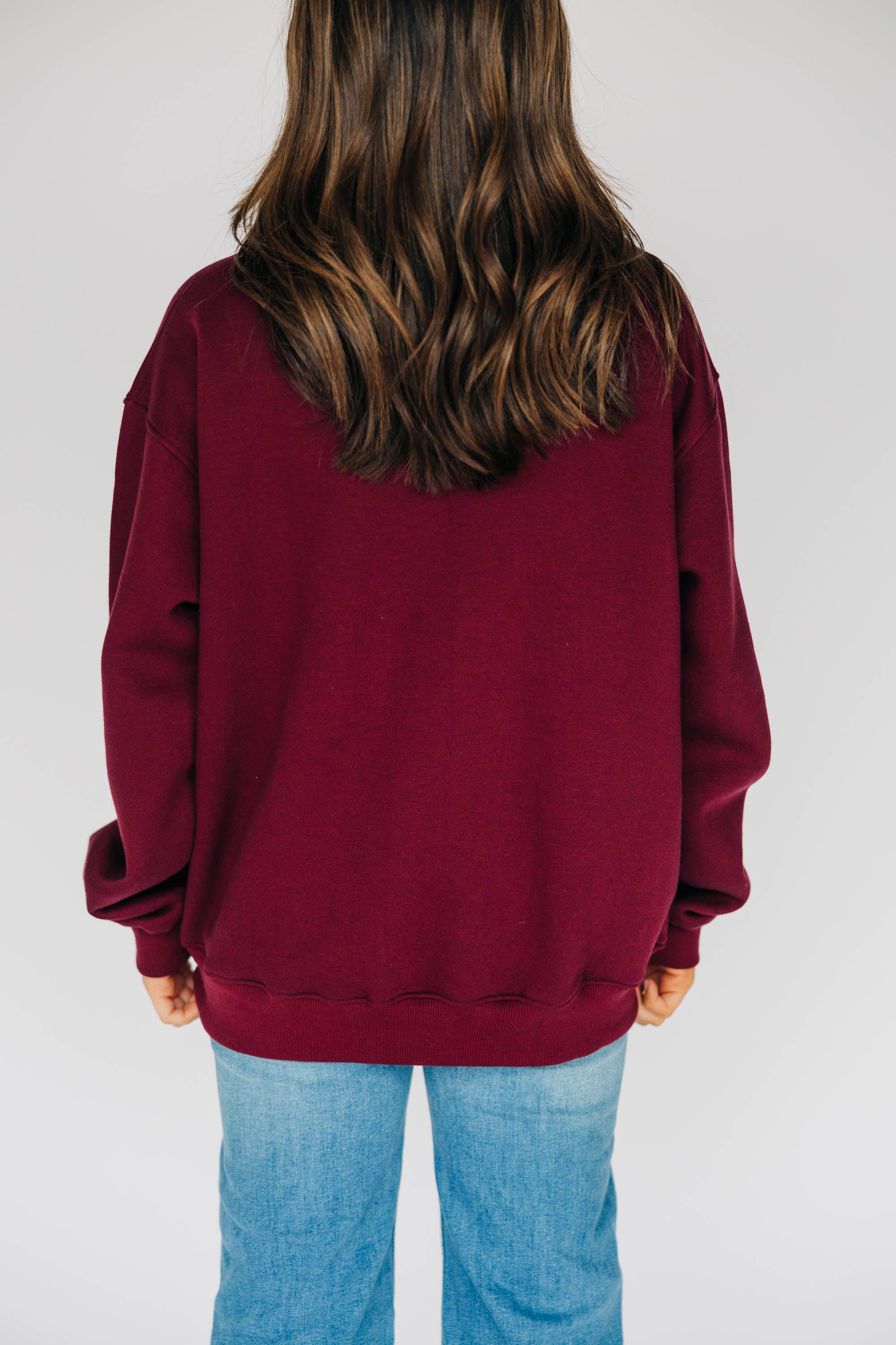 The Mallory Mockneck Mississippi State Gingham | Deep Maroon