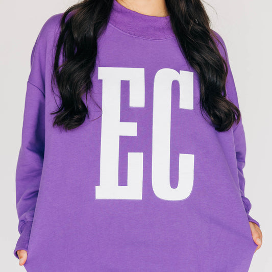 The Madi Varsity Mockneck East Carolina (ECU) Applique | Purple