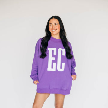 The Madi Varsity Mockneck East Carolina (ECU) Applique | Purple
