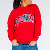 The Madi Classic Mockneck Sooners Applique | Crimson - Black Applique