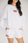 The Becca Boxy Crewneck Boomer Sooner Woven Label | Ash