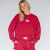 The Ava Airy Crewneck Boomer Sooner Woven Label | Crimson