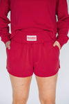 The Ava Airy Shorts Boomer Sooner Woven Label | Crimson