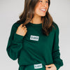 The Ava Airy Crewneck Go Green Go White Woven Label | Dark Green